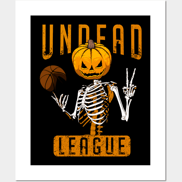 Undead Basketball League Player Halloween Pumpkin Skeleton Wall Art by Grandeduc